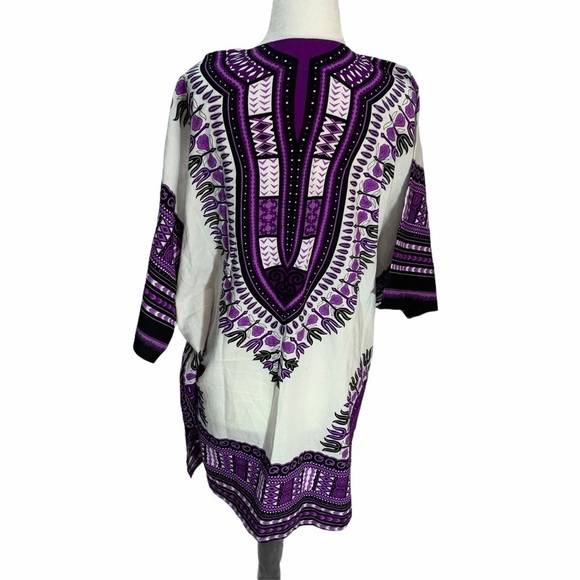 COTTON💜ETHNIC Tunic Women's Boho Swimsuit Coverup Size O/S - Picture 3 of 8